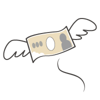 羽の生えた紙幣のイラスト
