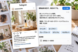 Instagramに掲載する文章を作成している様子